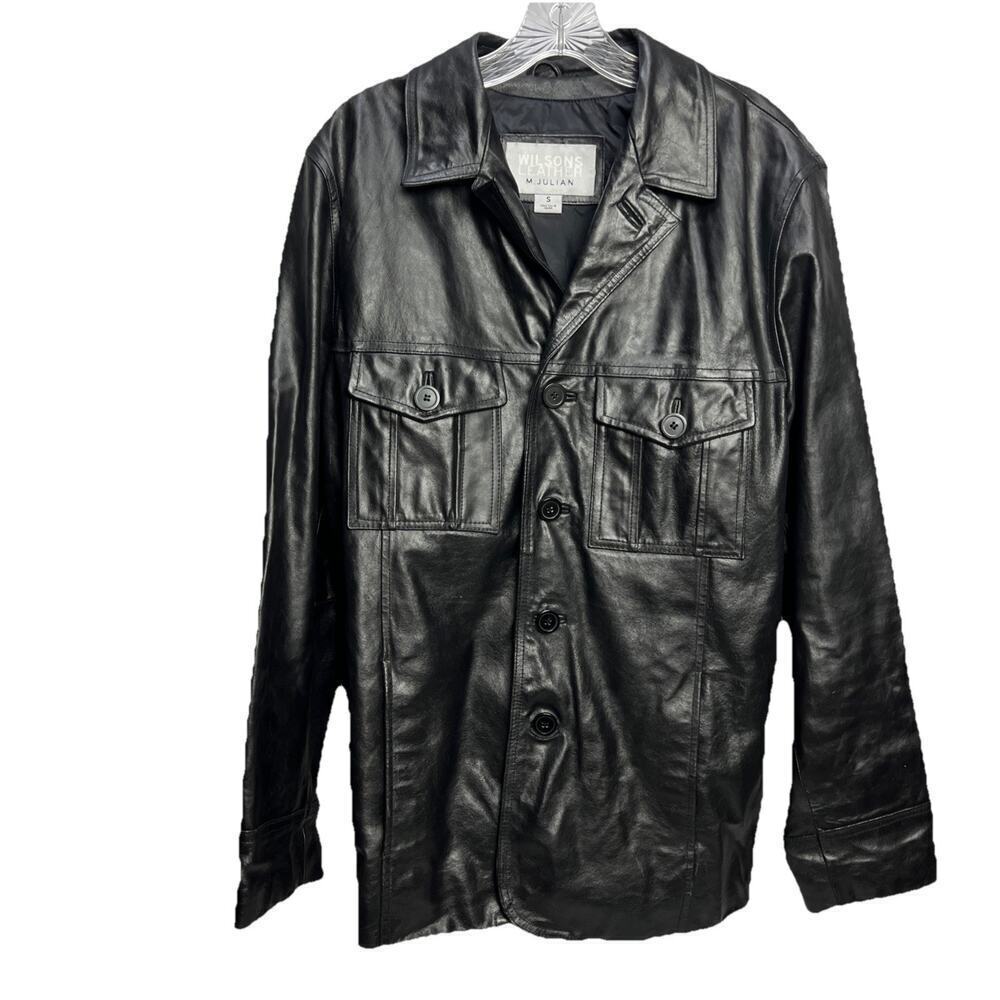 M. Julian Wilsons Leather Jacket Mens Small Lined Black Coat